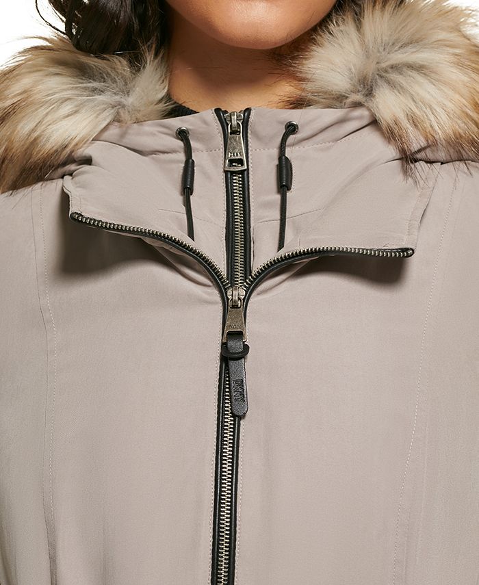 DKNY Women's FauxFurTrim Hooded Anorak, Created for Macy's & Reviews