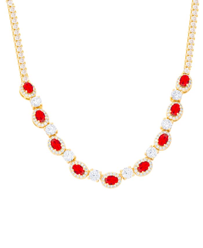Lab-Created Ruby (4-3/4 ct. t.w.) & Cubic Zirconia Halo 18" Statement