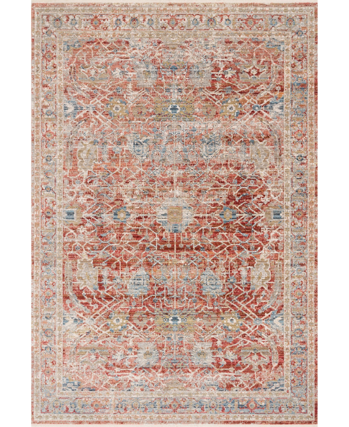 Loloi Claire Cla-01 7'10in x 10'2in Area Rug - Red, Ivory