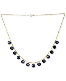 Onyx Bead Dangle 18" Statement Necklace in 14k Gold (Also in Malachite, Garnet, Rose Quartz, Lapis Lazuli, Jade, & Turquoise)