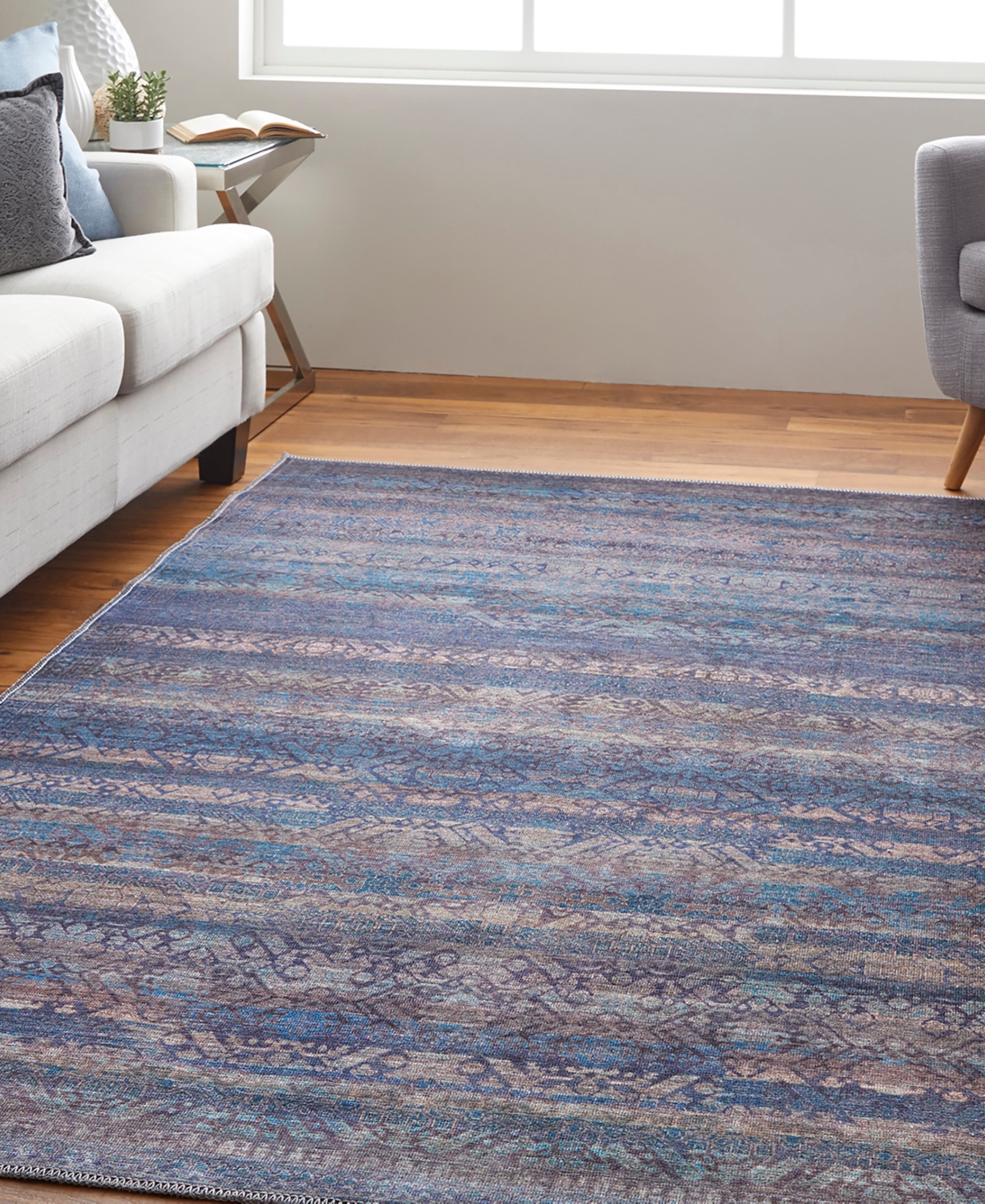Shop Simply Woven Voss R39h3 7'10" X 9'10" Area Rug In Blue,green