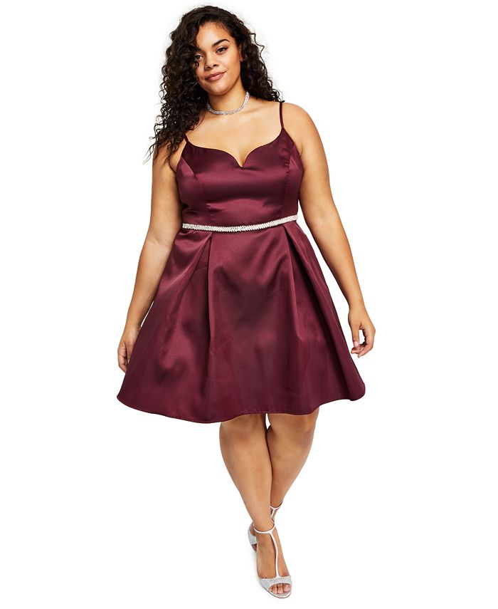 B Darlin Trendy Plus Size V Neck A Line Dress Macys 9620