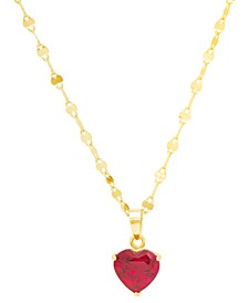 Red Spinel Heart 18" Pendant Necklace (2 ct. t.w.) in 14k Gold-Plated Sterling Silver