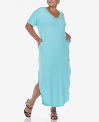 White Mark Plus Size Short Sleeve V-neck Maxi Dress & Reviews - Dresses ...