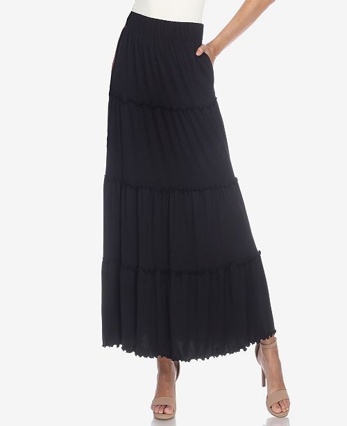 alfani White Mark Women's Tiered Maxi Skirt Women's Fashion Shoes & Accessories