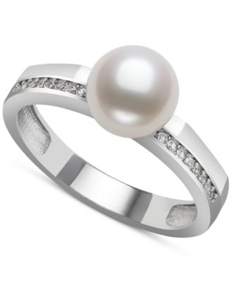 pearl and white sapphire ring