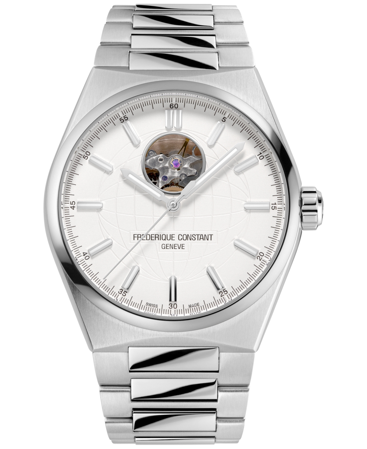 Shop Frederique Constant Men's Swiss Automatic Highlife Stainless Steel Bracelet Watch 41mm In Silver-tone