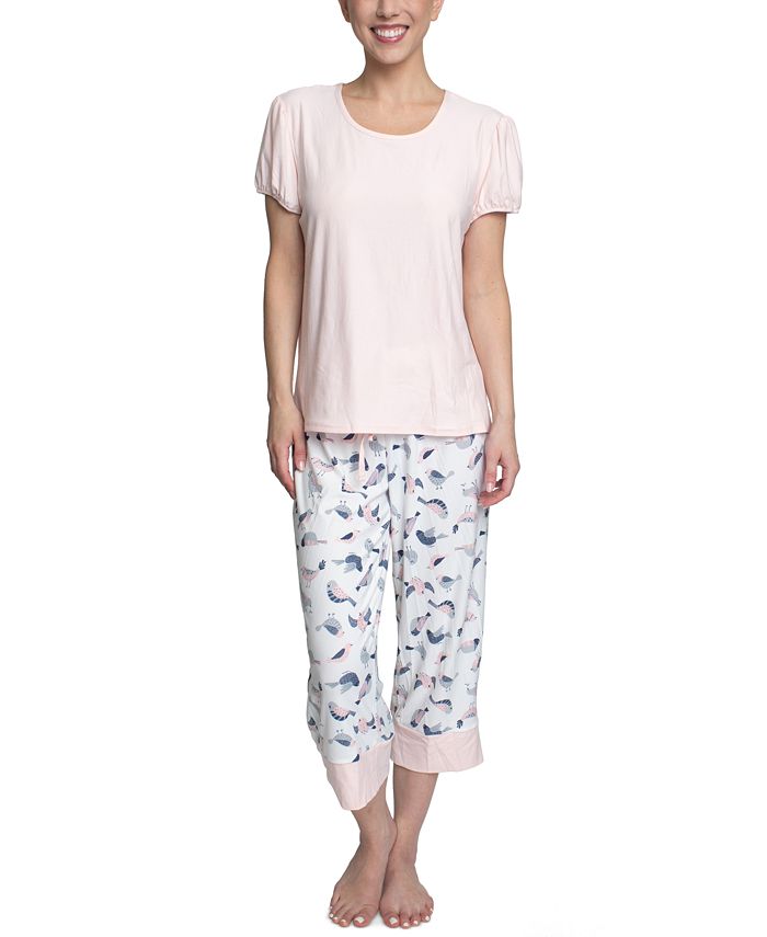 Hanes Women's Short Sleeve T-Shirt & Capri Pants Pajama Set - Macy's