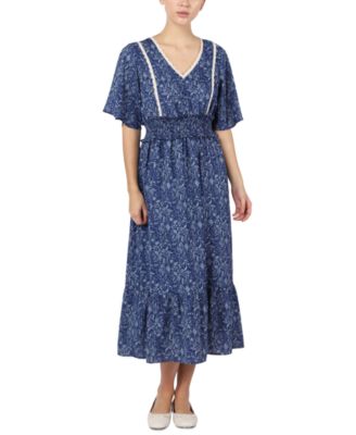 chinese dress ladies BLACK TAPE Women's Petite Sunshine Burst Drawstring Waist Maxi Dress S   2ndchancebyOTR