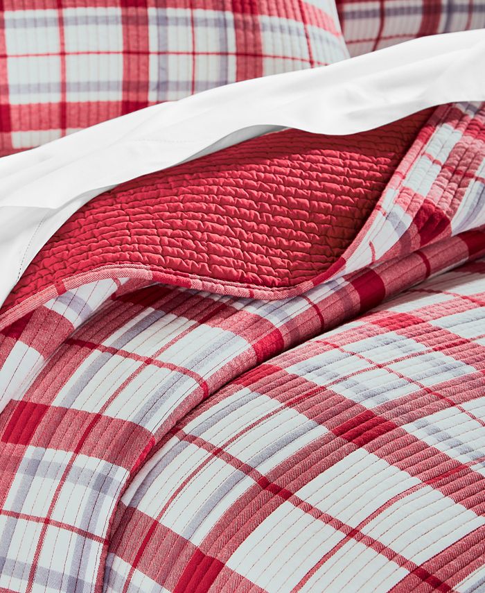 Martha Stewart Collection Windowpane YarnDye Flannel Quilt, Twin, Created For Macy's Macy's