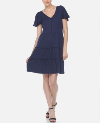 Women's Short Sleeve V-Neck Tiered Dress