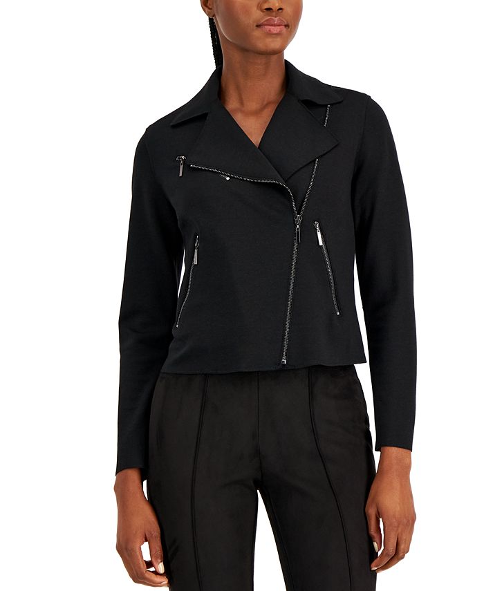 Anne Klein Women's Zip-Front Moto Jacket - Macy's