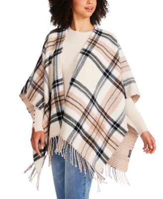 Steve Madden - Women's Reversible Houndstooth & Plaid Topper Wrap