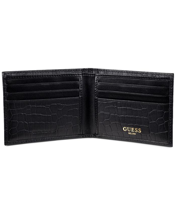 GUESS Men's Senda CrocEmbossed Leather RFID Slimfold Wallet Macy's