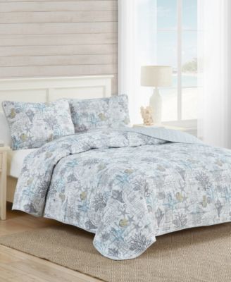 Beach Bliss Reversible 3 Piece Quilt Set, Full/Queen