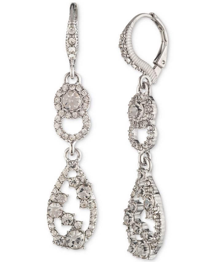 Givenchy Silver-Tone Crystal Pear-Shape Double Drop Earrings & Reviews -  Earrings - Jewelry & Watches - Macy's