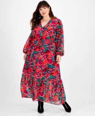 Macy's red dress plus size best sale