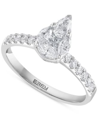 EFFY Collection - HEMATIAN Diamond Multi-Cut Teardrop Cluster Engagement Ring (3/4 ct. t.w.) in 18k White Gold
