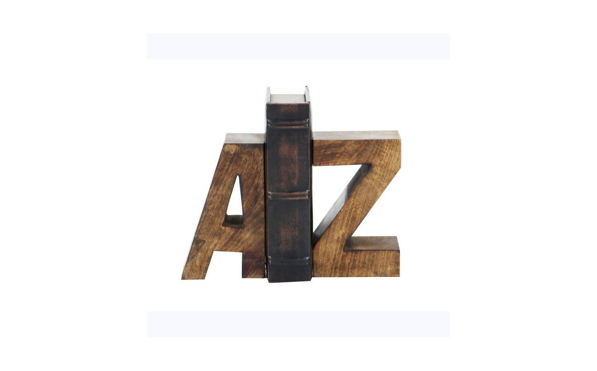 Rosemary Lane Contemporary A-z Bookends, Set Of 2 In Dark Brown