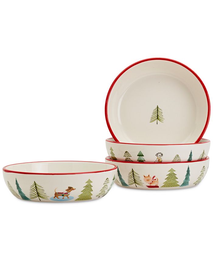 Tabletops Unlimited Furry Christmas Dog Dinner Bowls, Set of 4 Macy's