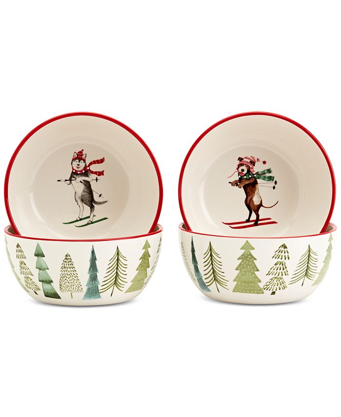 Tabletops Unlimited Furry Christmas Dog Cereal Bowls, Set of 4 Macy's