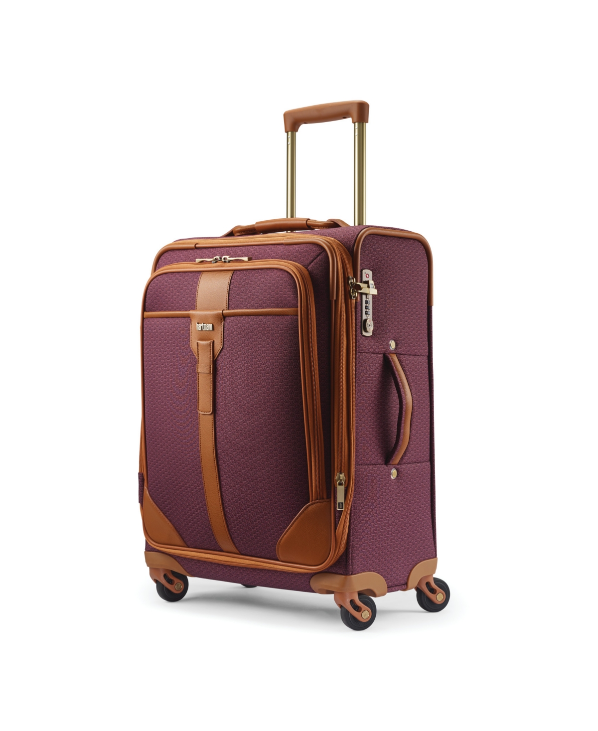 Hartmann Luxe Medium Journey Spinner Suitcase In Burgundy,tan