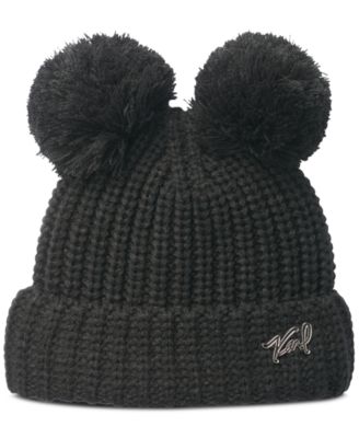 womens double pom pom hat