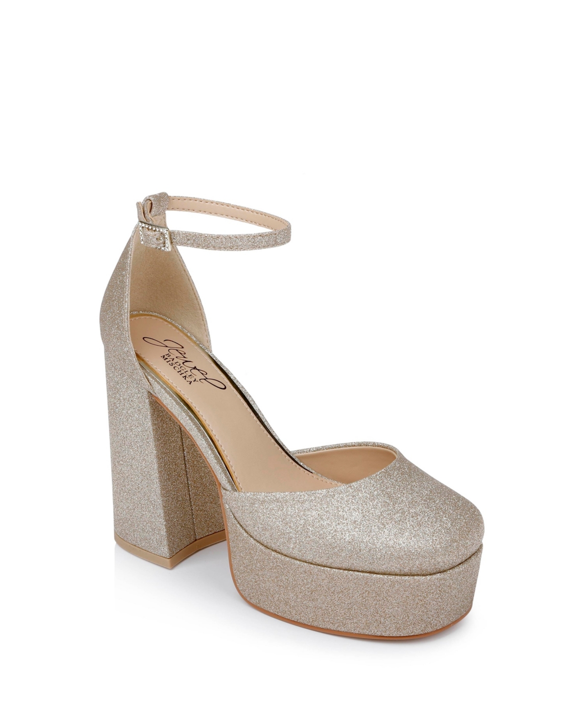 Jewel Badgley Mischka Giada Platform Pump In Gold Glitter