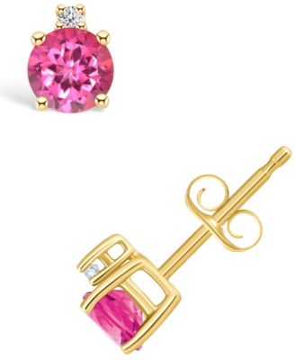 White Topaz (5/8 ct. t.w.) and Diamond Accent Stud Earrings in 14K Yellow Gold or 14k White Gold (Also in Pink Topaz)