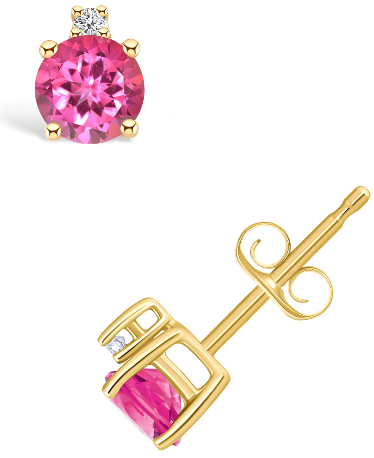 White Topaz (5/8 ct. t.w.) and Diamond Accent Stud Earrings in 14K Yellow Gold or 14k White Gold (Also  - Pink Topaz/Gold