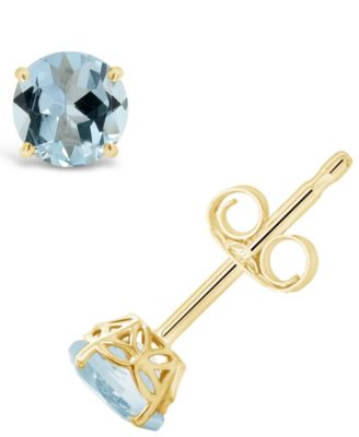 Macy's Aquamarine (3/4 Ct. T.w.) Stud Earrings In 14K Yellow Gold - Macy's