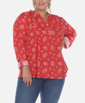 Women's Pleated Leaf Print Blouse