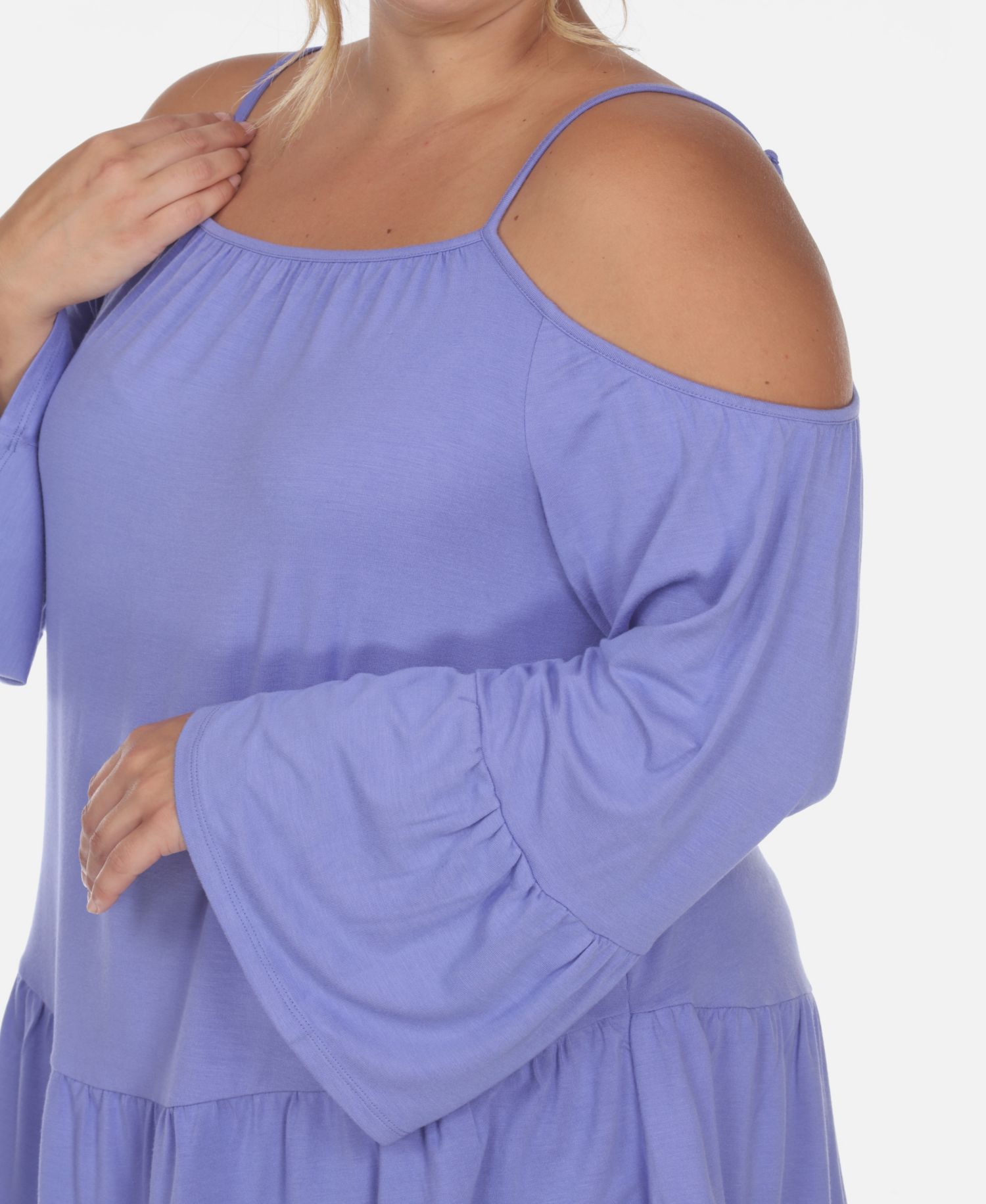 Plus Size Cold Shoulder Ruffle Sleeve Top