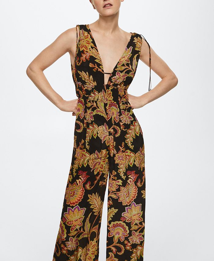 MANGO Women s Floral Fluid Jumpsuit Macy s