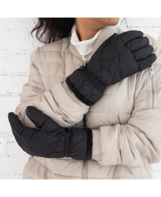 women's isotoner insulated waterproof ski gloves with sherpa trim