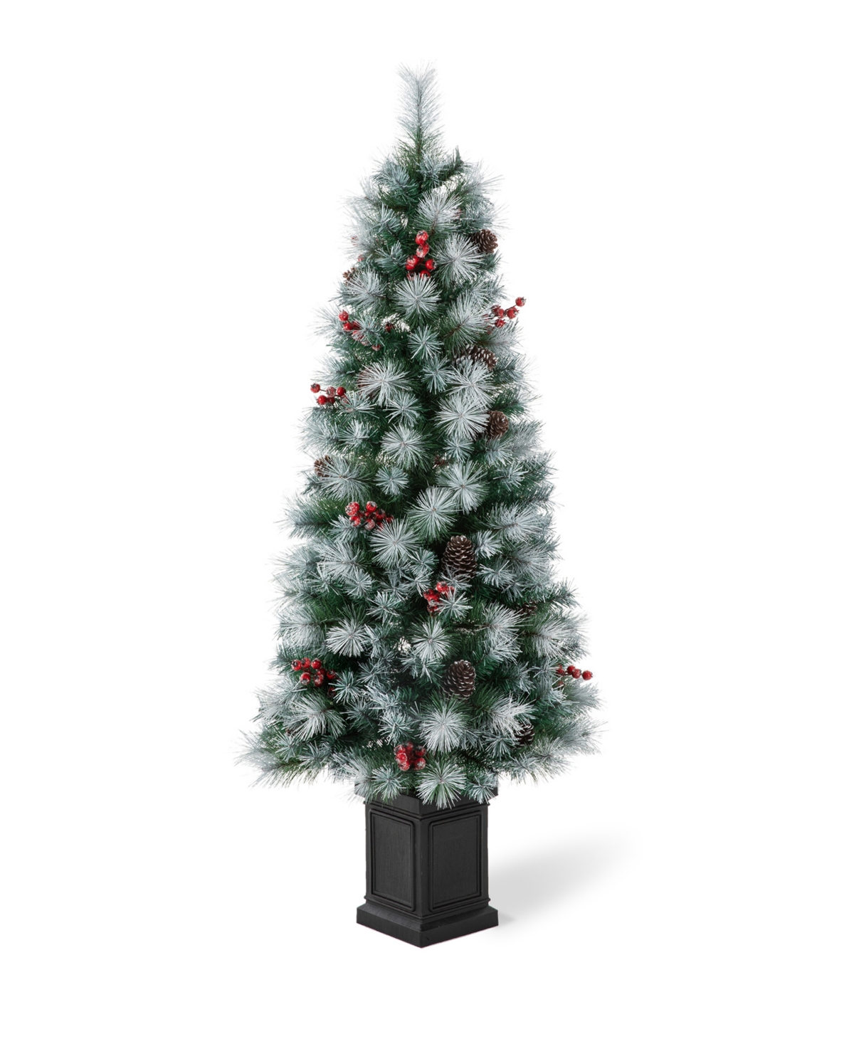Glitzhome Pre-Lit Pine Artificial Christmas Porch Tree with 150 Warm White Lights