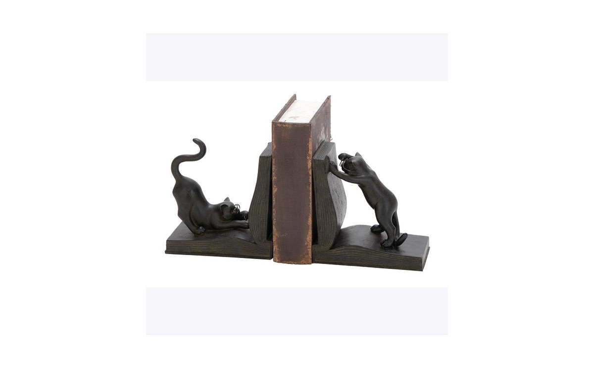 Rosemary Lane Eclectic Cat Bookends, Set Of 2 In Black