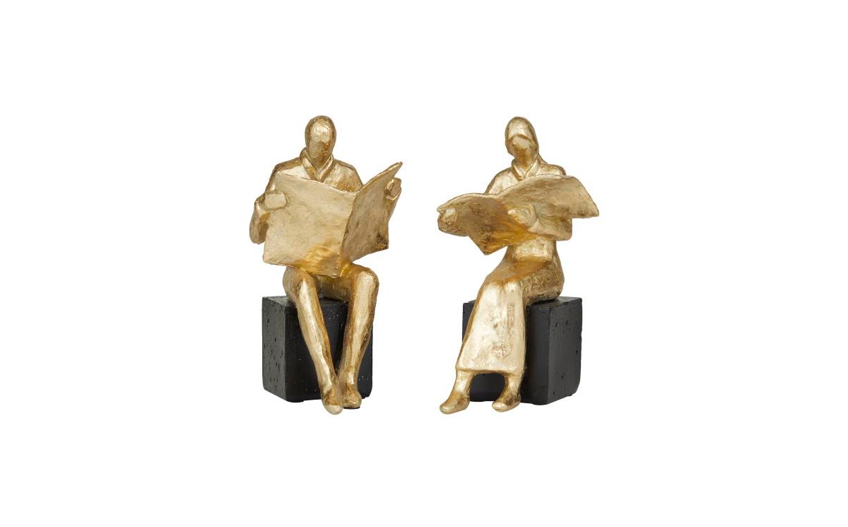 Rosemary Lane Polystone Glam Bookends, Set Of 2 In Gold-tone