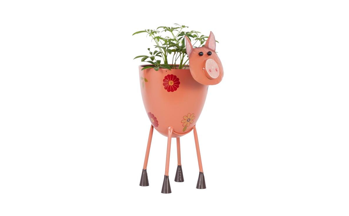 Rosemary Lane Metal Eclectic Planter, 16.20" X 7.80" In Pink