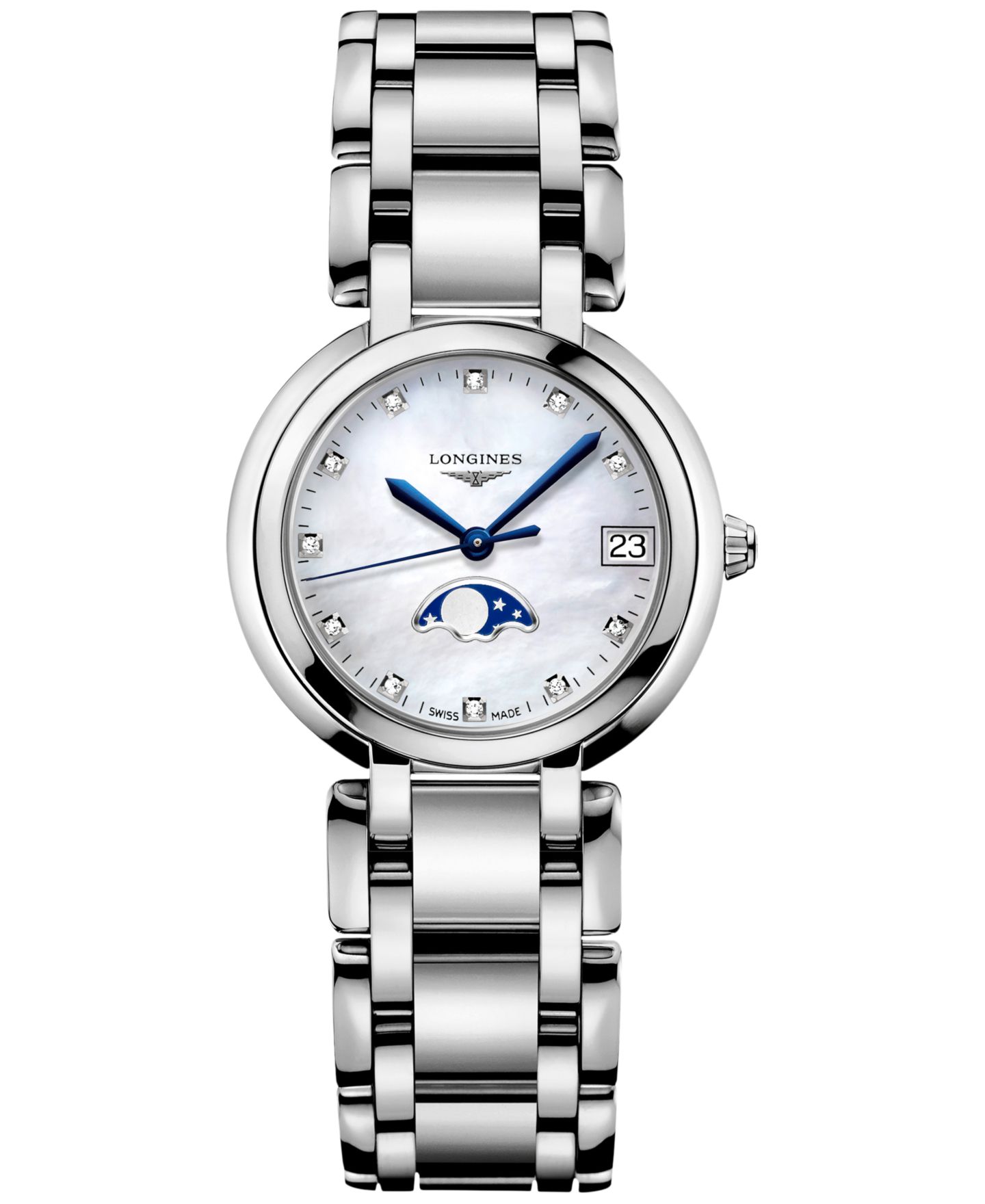 Женские часы Longines Swiss Diamond (1/20 ct. t.w.) Stainless Steel Bracelet Watch 30mm — фото 1