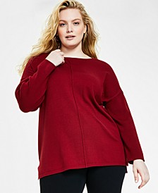 Plus Size Front-Seam Tunic Sweater, Created for Macy's 