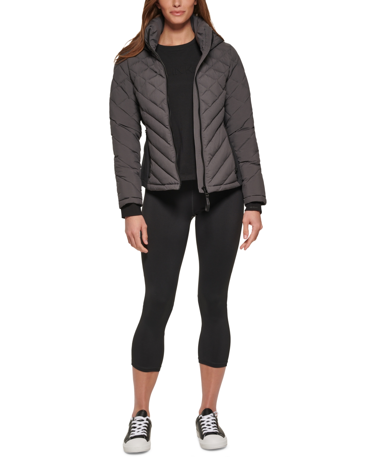 Calvin Klein Womens Side-panel Hooded Packable Puffer Coat, Created For Macys In Bordeaux