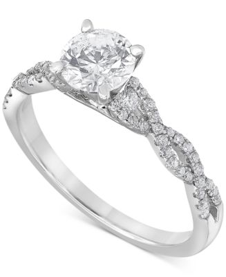 Macy's Diamond Twist Engagement Ring (1 ct. t.w.) in 14k White Gold ...