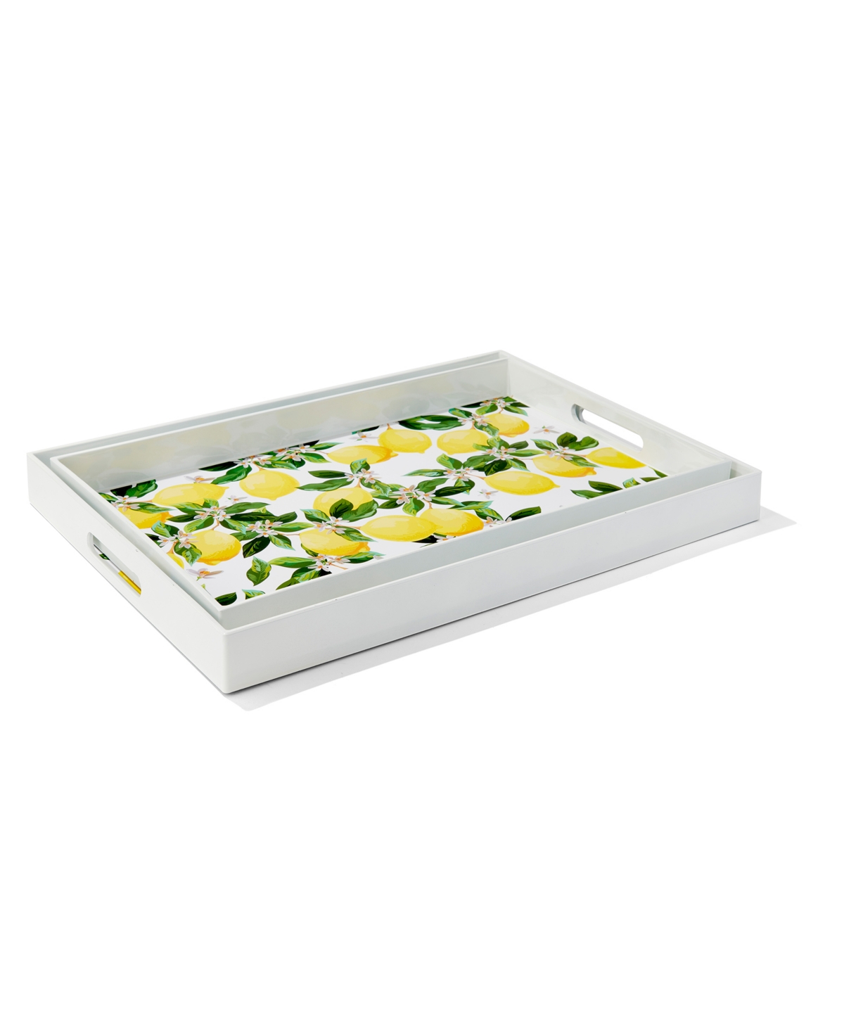 American Atelier Blossoms Lemons Trays Set, 2 Piece In Yellow
