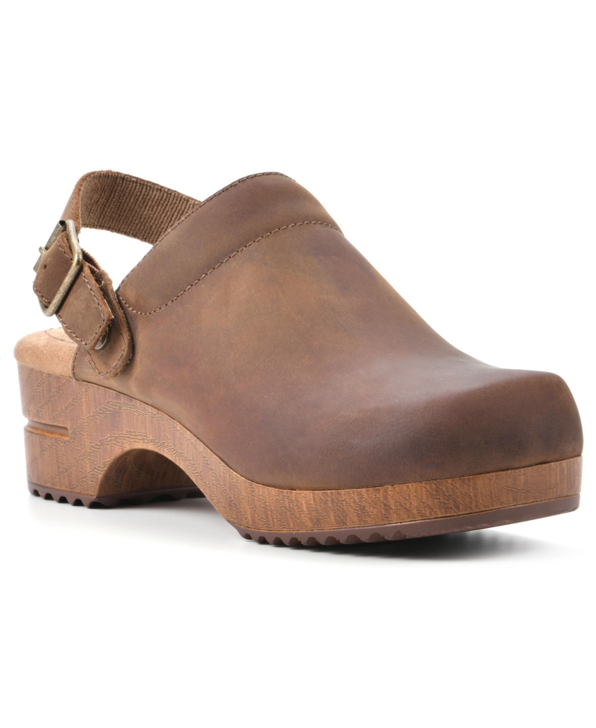 White Mountain Women's Being Slingback Platform Clogs In Brown,leather