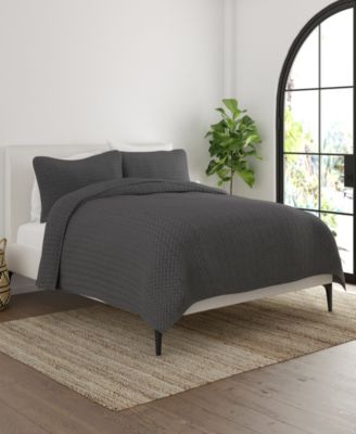 Herringbone Quilted Coverlet Set, Queen