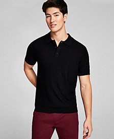 Men's Solid Knit Short-Sleeve Sweater Polo Shirt