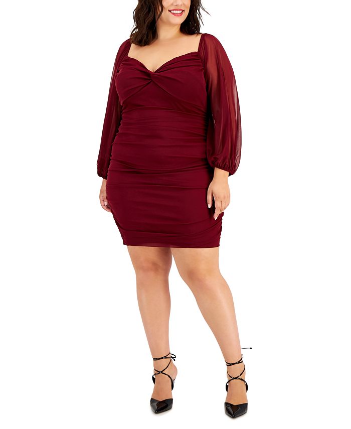 B Darlin Trendy Plus Size Ruched Bodycon Dress Macys