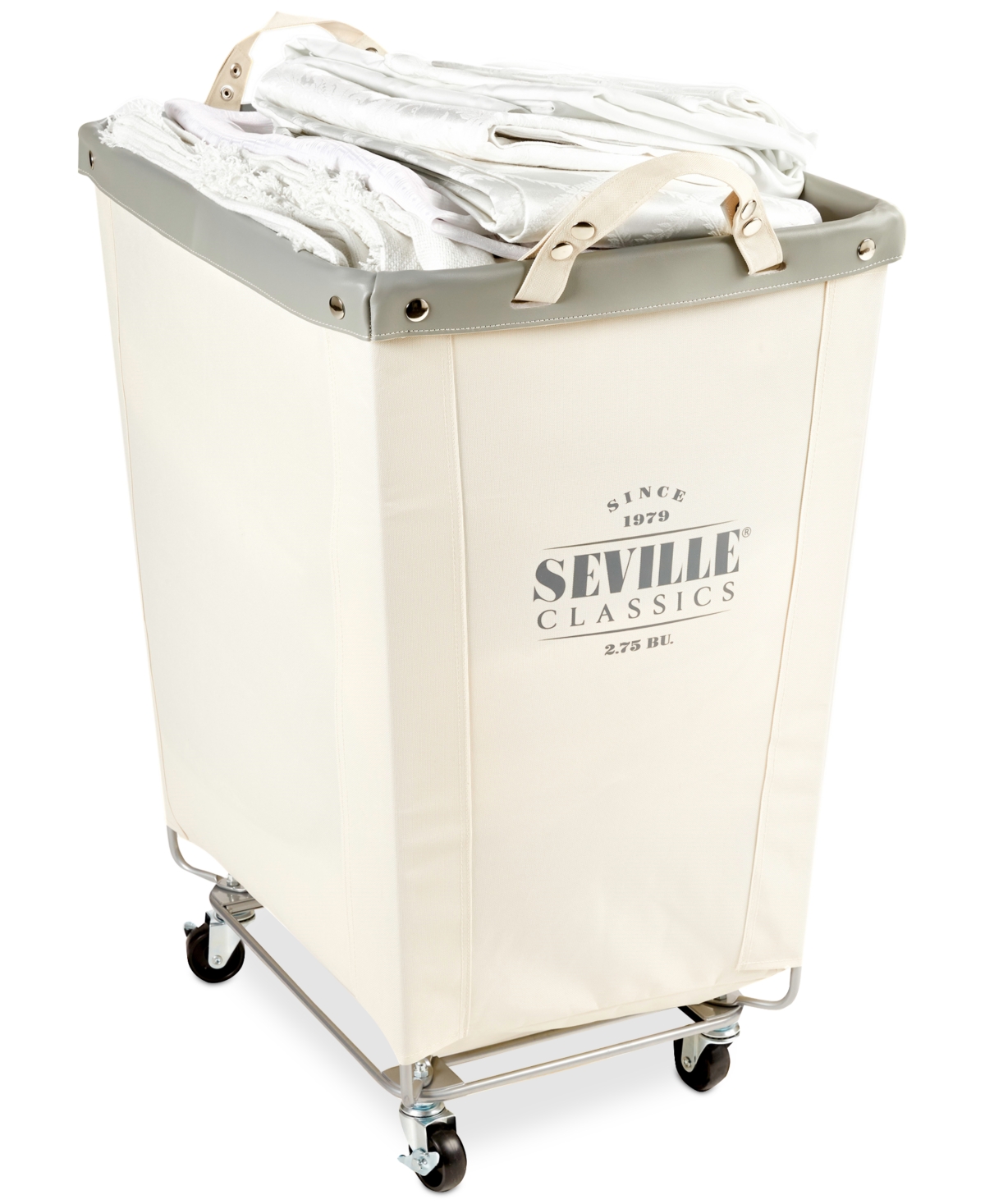 Seville Classics Commercial Grade Heavy-duty Extra-large Canvas Wheeled Laundry Hamper In Natural White