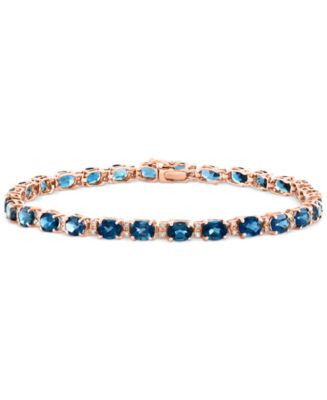 EFFY® London Blue Topaz (13-1/3 ct. t.w.) & Diamond (1/4 ct. t.w.) Tennis  Bracelet in 14k Rose Gold - Macy's